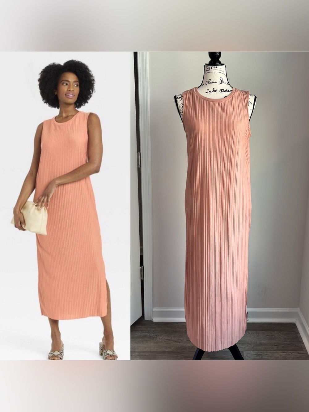 A New Day Women's Sleeveless Pleated Maxi Dress in Blush Small EUC